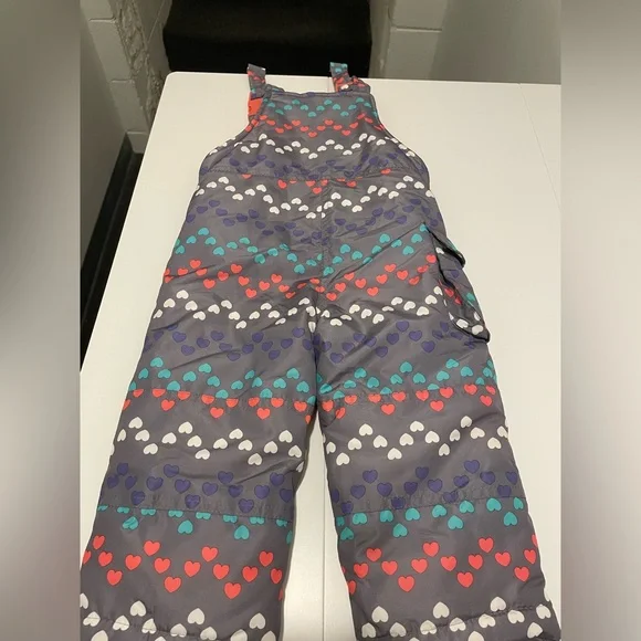 London Fog Brand Girl's Toddler Size 18 Months Snow Pants Bib Style Hearts - Picture 2 of 7